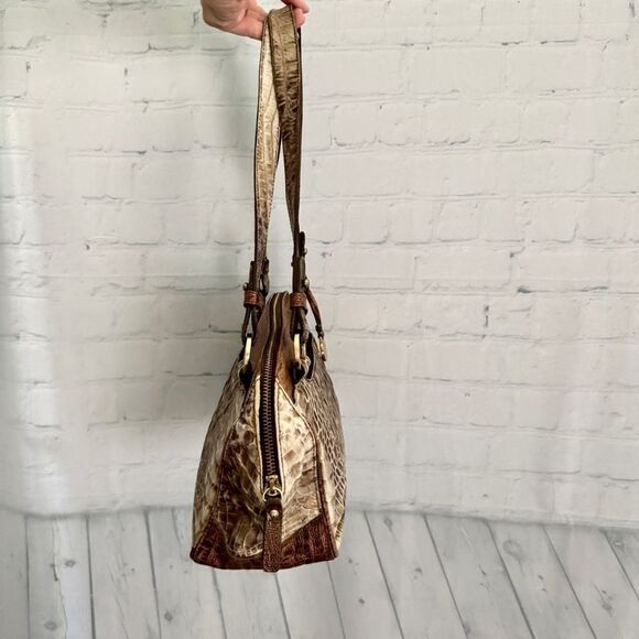 Brahmin cashew copper brown Melbourne croc embossed leather shoulder bag - Picture 5 of 16